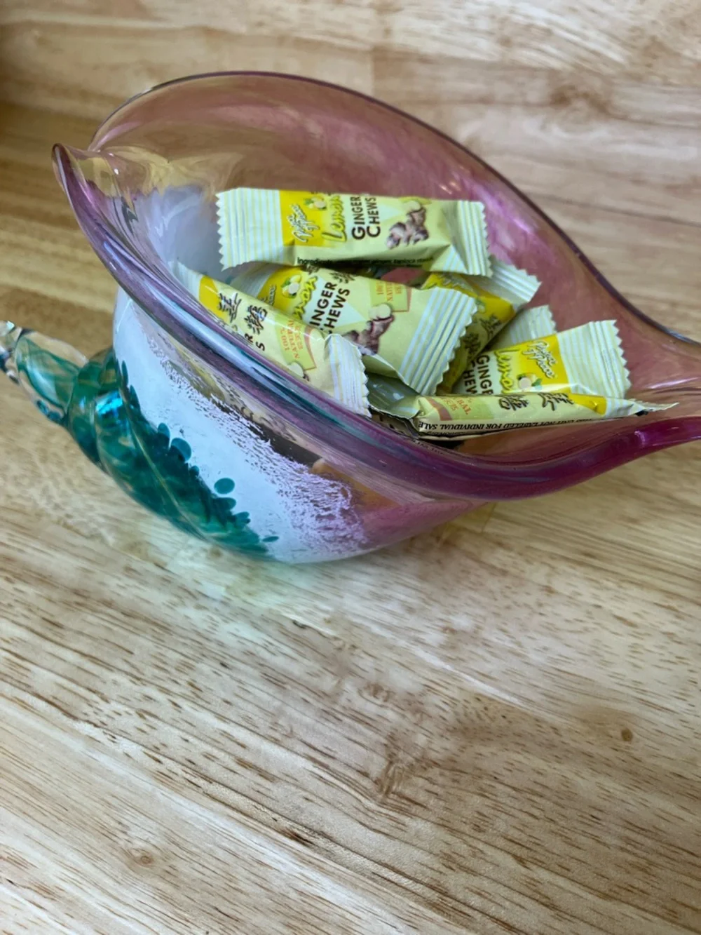 Blown Glass Conch Shell Beach Decor Candy Dish